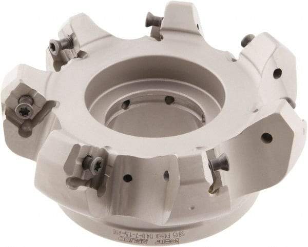 Iscar - 4" Cut Diam, 1-1/2" Arbor Hole, 0.276" Max Depth of Cut, 45° Indexable Chamfer & Angle Face Mill - 7 Inserts, S845 SX.U 16.. Insert, Right Hand Cut, 7 Flutes, Through Coolant, Series Helido - Apex Tool & Supply
