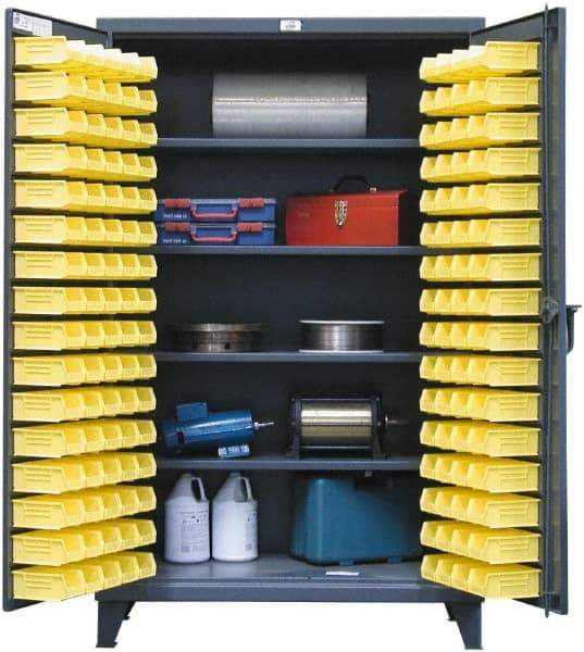 Strong Hold - 4 Shelf 144 Bin Storage Cabinet - Steel, 48" Wide x 24" Deep x 72" High, Dark Gray - Apex Tool & Supply