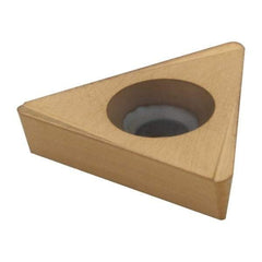 Hertel - TPCG322 Grade HP520B Carbide Boring Insert - TiN Finish, 60° Triangle, 11° Relief Angle, 3/8" Inscr Circle, 1/8" Thick, 1/32" Corner Radius - Apex Tool & Supply