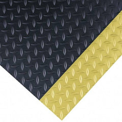 Wearwell - 75 Ft. Long x 3 Ft. Wide x 1/4 Inch Thick, Vinyl, Diamond Plate Surface Switchboard Matting - 30,000 V Max Dielectric Strength, 17,000 V Max Recommended Use, Black with Yellow Borders - Apex Tool & Supply
