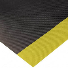Wearwell - 75 Ft. Long x 3 Ft. Wide x 1/4 Inch Thick, Vinyl, Ribbed Surface Switchboard Matting - 30,000 V Max Dielectric Strength, 17,000 V Max Recommended Use, Black with Yellow Borders - Apex Tool & Supply