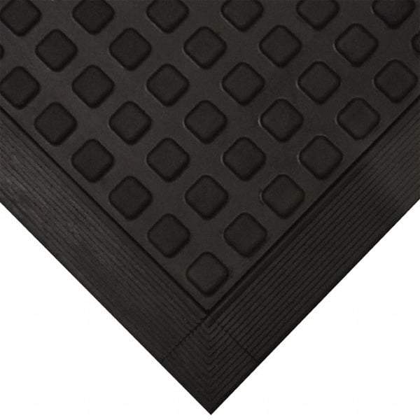 Wearwell - 5' Long x 3' Wide x 5/8" Thick, Anti-Fatigue Modular Matting Tiles - 1 Interlocking Side, Black, For Dry Areas, Series 502 - Apex Tool & Supply