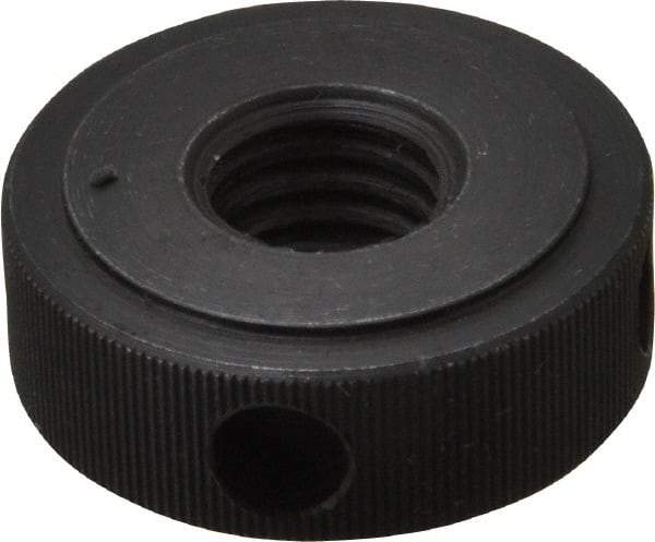 Gibraltar - 1/2-13" UNC Thread, Black Oxide Finish, Steel Round Knurled Check Nut - 7/16" Overall Height, 1-1/4" Head Diam, 1" Base Diam - Apex Tool & Supply