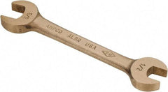Ampco - 1/2" x 5/8" Nonsparking Open End Wrench - 5-3/4" OAL, Double End, Plain Finish, 15° Head Angle - Apex Tool & Supply