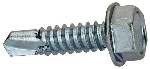 Value Collection - 5/16", Hex Washer Head, Hex Drive, 1-1/4" Length Under Head, #3 Point, Self Drilling Screw - Grade 1016-1024 Steel, Zinc-Plated Finish - Apex Tool & Supply