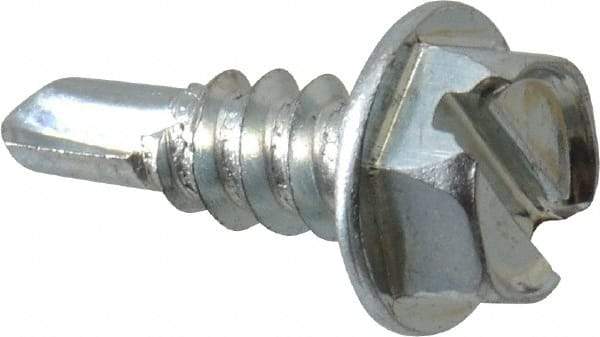 Value Collection - #8, Hex Washer Head, Slotted Drive, 1/2" Length Under Head, #2 Point, Self Drilling Screw - Grade 1016-1024 Steel, Zinc-Plated Finish - Apex Tool & Supply
