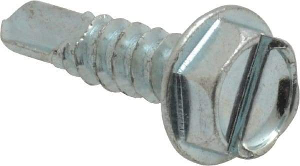 Value Collection - #10, Hex Washer Head, Slotted Drive, 3/4" Length Under Head, #3 Point, Self Drilling Screw - Grade 1016-1024 Steel, Zinc-Plated Finish - Apex Tool & Supply