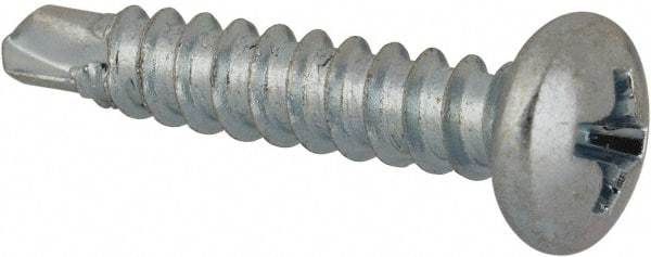 Value Collection - #6, Pan Head, Phillips Drive, 3/4" Length Under Head, #2 Point, Self Drilling Screw - Grade 1016-1024 Steel, Zinc-Plated Finish - Apex Tool & Supply