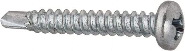Value Collection - #6, Pan Head, Phillips Drive, 1" Length Under Head, #2 Point, Self Drilling Screw - Grade 1016-1024 Steel, Zinc-Plated Finish - Apex Tool & Supply
