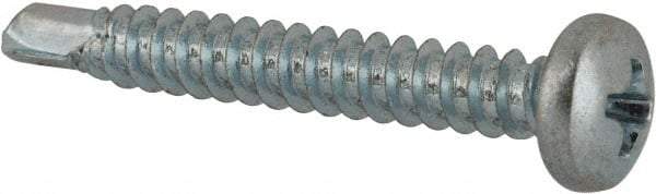 Value Collection - #8, Pan Head, Phillips Drive, 1-1/4" Length Under Head, #2 Point, Self Drilling Screw - Grade 1016-1024 Steel, Zinc-Plated Finish - Apex Tool & Supply