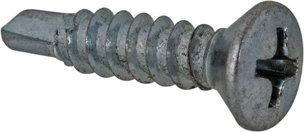 Value Collection - #8, Oval Head, Phillips Drive, 3/4" OAL, #2 Point, Self Drilling Screw - Grade 1016-1024 Steel, Zinc-Plated Finish - Apex Tool & Supply
