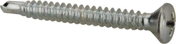 Value Collection - #8, Oval Head, Phillips Drive, 1-1/2" OAL, #2 Point, Self Drilling Screw - Grade 1016-1024 Steel, Zinc-Plated Finish - Apex Tool & Supply