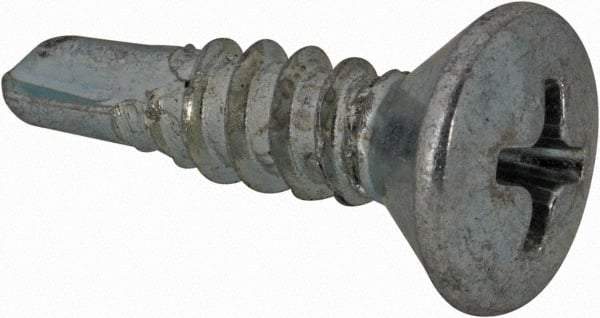 Value Collection - #10, Oval Head, Phillips Drive, 3/4" OAL, #2 Point, Self Drilling Screw - Grade 1016-1024 Steel, Zinc-Plated Finish - Apex Tool & Supply