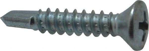 Value Collection - #10, Oval Head, Phillips Drive, 1" OAL, #2 Point, Self Drilling Screw - Grade 1016-1024 Steel, Zinc-Plated Finish - Apex Tool & Supply