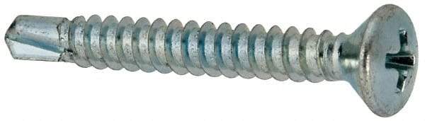 Value Collection - #10, Oval Head, Phillips Drive, 1-1/2" OAL, #2 Point, Self Drilling Screw - Grade 1016-1024 Steel, Zinc-Plated Finish - Apex Tool & Supply