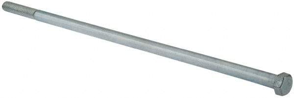 Value Collection - 1/2-13 UNC, 15" Length Under Head Hex Head Cap Screw - Partially Threaded, Grade 2 Steel, Zinc-Plated Finish, 3/4" Hex - Apex Tool & Supply