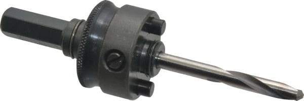Starrett - 1-1/4 to 8-9/32" Tool Diam Compatibility, Straight Shank, Carbide-Tipped Integral Pilot Drill, Hole Cutting Tool Arbor - 1/2" Min Chuck, Hex Shank Cross Section, Threaded Shank Attachment, For SH, DH, CT & D Hole Saws - Apex Tool & Supply
