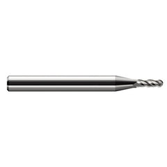 ‎0.05″ Dia. × 1/8″ Shank × 0.15″ DOC × 1-1/2″ OAL, Carbide Uncoated, Stub|Standard , 4 Flute, Ballnose End Mill - Exact Industrial Supply