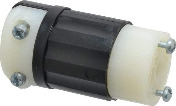 Leviton - 125 VAC, 15 Amp, ML-2R Configuration, Industrial Grade, Self Grounding Connector - 1 Phase, 2 Poles, 0.218 to 0.43 Inch Cord Diameter - Apex Tool & Supply