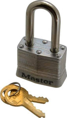 Master Lock - Keyed Alike Retaining Key Conductive Lockout Padlock - 1-1/2" Shackle Clearance, 9/32" Shackle Diam, 1-1/4" Body Height x 1-9/16" Body Width, White, 4 Pins - Apex Tool & Supply