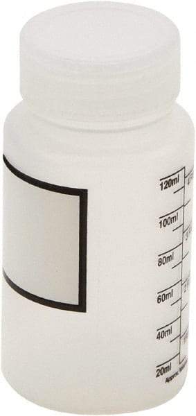 Dynalon Labware - 125 mL Wide-Mouth Bottle - Polypropylene, Translucent, 3.9" High x 2" Diam, 38mm Cap - Apex Tool & Supply