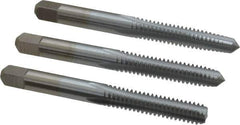 Made in USA - 1/4-20 UNC, 4 Flute, Bottoming, Plug & Taper, Chrome Finish, High Speed Steel Tap Set - Right Hand Cut, 2-1/2" OAL, 1" Thread Length, 2B/3B Class of Fit - Apex Tool & Supply