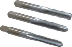 Made in USA - 5/16-24 UNF, 4 Flute, Bottoming, Plug & Taper, Chrome Finish, High Speed Steel Tap Set - Right Hand Cut, 2-23/32" OAL, 1-1/8" Thread Length, 2B/3B Class of Fit - Apex Tool & Supply