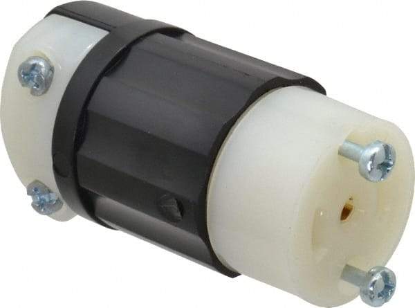 Leviton - 125/250 VAC, 15 Amp, ML-3R Configuration, Industrial Grade, Ungrounded Connector - 1 Phase, 3 Poles, 0.218 to 0.43 Inch Cord Diameter - Apex Tool & Supply