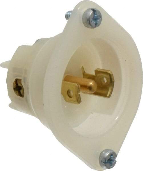 Leviton - 125/250 VAC, 15 Amp, ML-3P NEMA, Ungrounded Inlet - 3 Poles, 3 Wire, Male End, White, Steel - Apex Tool & Supply