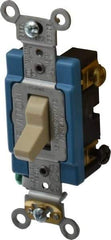 Leviton - 3 Pole, 120 to 277 VAC, 15 Amp, Industrial Grade, Toggle, Wall and Dimmer Light Switch - 1.31 Inch Wide x 4.06 Inch High - Apex Tool & Supply