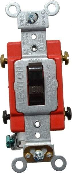 Leviton - 2 Pole, 120 to 277 VAC, 20 Amp, Industrial Grade, Toggle, Wall and Dimmer Light Switch - 1.31 Inch Wide x 4.06 Inch High - Apex Tool & Supply