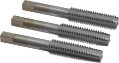 Made in USA - 1/2-13 UNC, 4 Flute, Bottoming, Plug & Taper, Chrome Finish, High Speed Steel Tap Set - Right Hand Cut, 3-3/8" OAL, 1-21/32" Thread Length, 2B/3B Class of Fit - Apex Tool & Supply