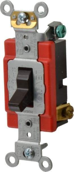 Leviton - 3 Pole, 120 to 277 VAC, 20 Amp, Industrial Grade, Toggle, Wall and Dimmer Light Switch - 1.31 Inch Wide x 4.06 Inch High - Apex Tool & Supply