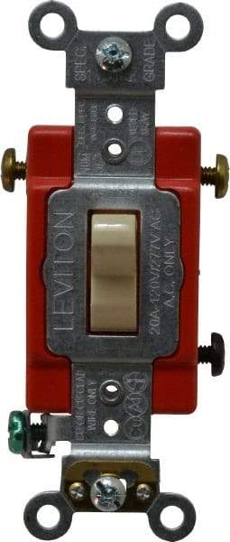 Leviton - 3 Pole, 120 to 277 VAC, 20 Amp, Industrial Grade, Toggle, Wall and Dimmer Light Switch - 1.31 Inch Wide x 4.06 Inch High - Apex Tool & Supply