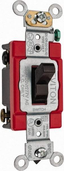 Leviton - 4 Pole, 120 to 277 VAC, 20 Amp, Industrial Grade, Toggle, Wall and Dimmer Light Switch - 1.31 Inch Wide x 4.06 Inch High - Apex Tool & Supply