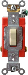 Leviton - 4 Pole, 120 to 277 VAC, 20 Amp, Industrial Grade, Toggle, Wall and Dimmer Light Switch - 1.31 Inch Wide x 4.06 Inch High - Apex Tool & Supply