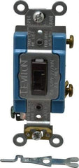 Leviton - 1 Pole, 120 to 277 VAC, 15 Amp, Industrial Grade, Toggle, Wall and Dimmer Light Switch - 1.31 Inch Wide x 4.06 Inch High - Apex Tool & Supply