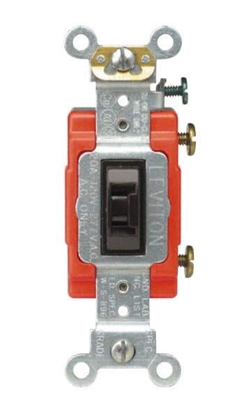 Leviton - 3 Pole, 120 to 277 VAC, 15 Amp, Industrial Grade, Toggle, Wall and Dimmer Light Switch - 1.31 Inch Wide x 4.06 Inch High - Apex Tool & Supply