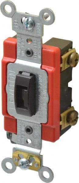 Leviton - 1 Pole, 120 to 277 VAC, 20 Amp, Industrial Grade, Toggle, Wall and Dimmer Light Switch - 1.31 Inch Wide x 4.06 Inch High - Apex Tool & Supply