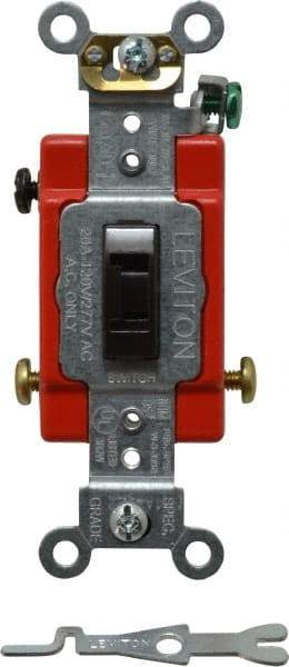 Leviton - 3 Pole, 120 to 277 VAC, 20 Amp, Industrial Grade, Toggle, Wall and Dimmer Light Switch - 1.31 Inch Wide x 4.06 Inch High - Apex Tool & Supply