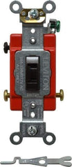 Leviton - 3 Pole, 120 to 277 VAC, 20 Amp, Industrial Grade, Toggle, Wall and Dimmer Light Switch - 1.31 Inch Wide x 4.06 Inch High - Apex Tool & Supply