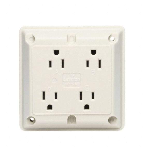 Hubbell Wiring Device-Kellems - 125 VAC, 15 Amp, 5-15R NEMA Configuration, Brown, Specification Grade, Self Grounding Fourplex Receptacle - 1 Phase, 2 Poles, 3 Wire, Flush Mount, Impact Resistant - Apex Tool & Supply