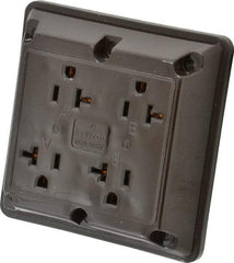 Leviton - 125 VAC, 20 Amp, 5-20R NEMA Configuration, Brown, Specification Grade, Self Grounding Fourplex Receptacle - 1 Phase, 2 Poles, 3 Wire, Flush Mount, Chemical, Corrosion and Impact Resistant - Apex Tool & Supply