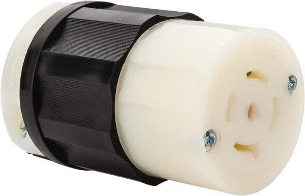 Leviton - 277/480 VAC, 20 Amp, L22-20R Configuration, Industrial Grade, Self Grounding Connector - 3 Phase, 4 Poles, 0.595 to 0.895 Inch Cord Diameter - Apex Tool & Supply