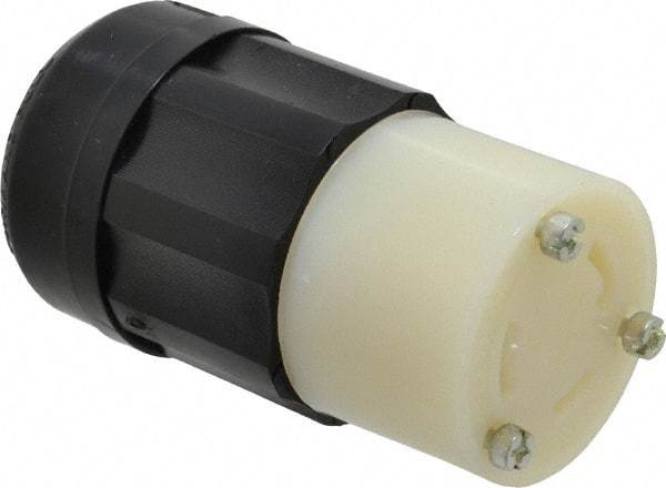 Leviton - 125 VAC, 30 Amp, L5-30R Configuration, Industrial Grade, Self Grounding Connector - 1 Phase, 2 Poles, 0.385 to 0.86 Inch Cord Diameter - Apex Tool & Supply