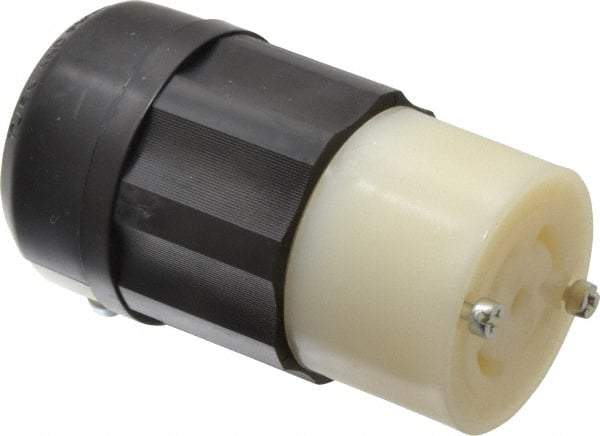 Leviton - 277/480 VAC, 30 Amp, L22-30R Configuration, Industrial Grade, Self Grounding Connector - 3 Phase, 4 Poles, 0.595 to 1.15 Inch Cord Diameter - Apex Tool & Supply