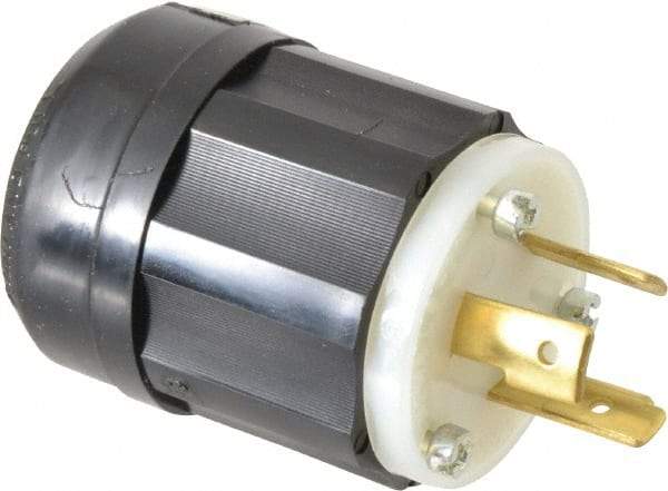 Leviton - 480 VAC, 20 Amp, L8-20P Configuration, Industrial Grade, Self Grounding Plug - 1 Phase, 2 Poles, 0.385 to 0.78 Inch Cord Diameter - Apex Tool & Supply