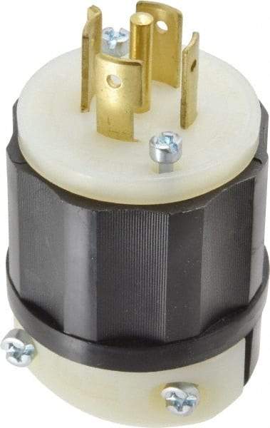 Leviton - 120/208 VAC, 20 Amp, L21-20P Configuration, Industrial Grade, Self Grounding Plug - 3 Phase, 4 Poles, 0.595 to 0.895 Inch Cord Diameter - Apex Tool & Supply