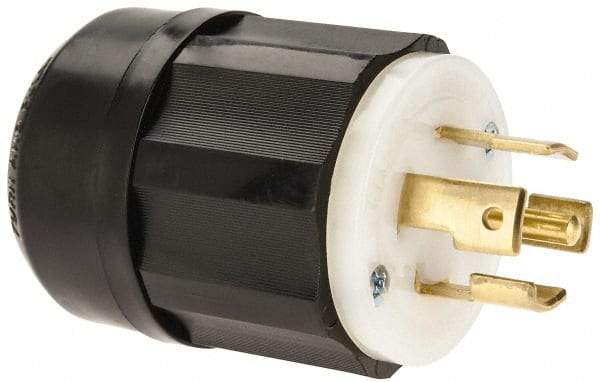 Leviton - 277/480 VAC, 30 Amp, L22-30P Configuration, Industrial Grade, Self Grounding Plug - 3 Phase, 4 Poles, 0.595 to 1.15 Inch Cord Diameter - Apex Tool & Supply