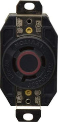 Leviton - 480 VAC, 20 Amp, L16-20R NEMA, Self Grounding Receptacle - 3 Poles, 4 Wire, Female End, Black - Apex Tool & Supply